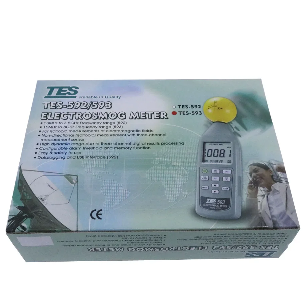 TES-593R Rechargeable Electrosmog Meter EMF Meter 3-Axis EMF Radiation Tester replace TES-593