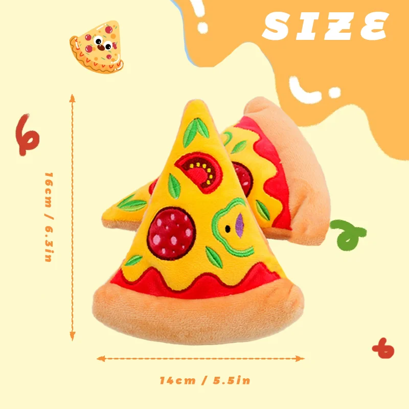 New Pizza Plush Toy Soft Stuffed Pizza Toy Make a Sound Interesting Parent-child Family Pet Toy Cute Kid Boys Girls Cat Dog Gift