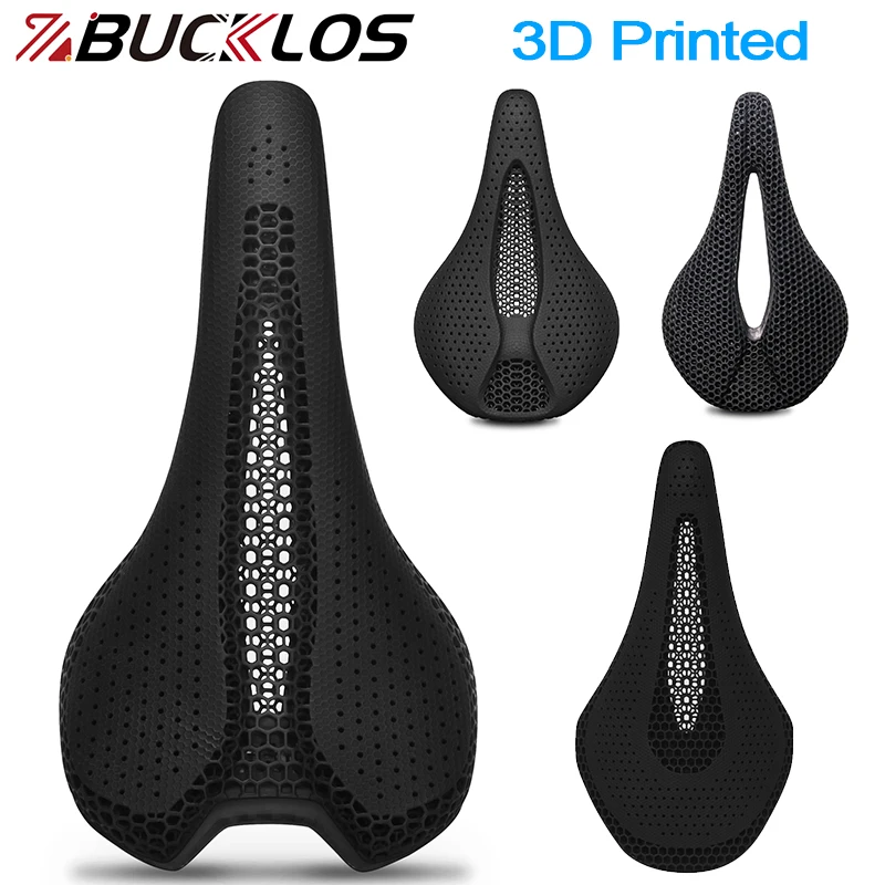 BUCKLOS 3d Printed Saddle Carbon Bicycle Saddle 143MM 155MM 3D Printed Bike Seat Cushion Nylon Gravel Road MTB Seat Bike Part
