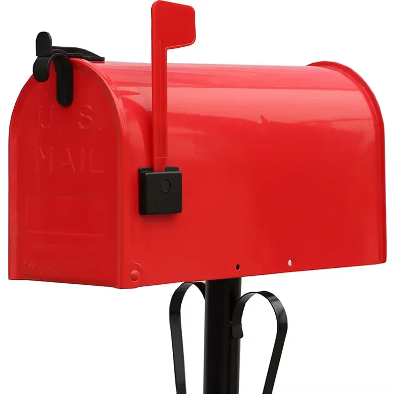 Modern American Style Outdoor Metal Mailbox Standing Post Mount Letter Box For Garden Yard Home Decor Durable Weatherproof