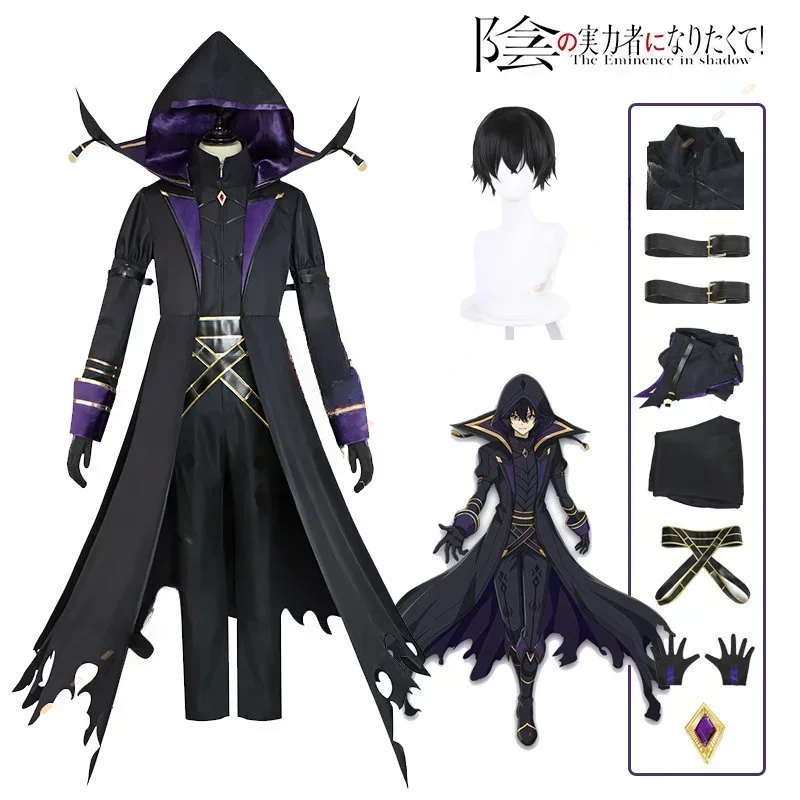 

Kagenou Cid Cosplay Costume Wig Anime Eminence in Shadow Uniform Cloak Shadow Garden Minoru Kagenou Halloween Party Men Boys