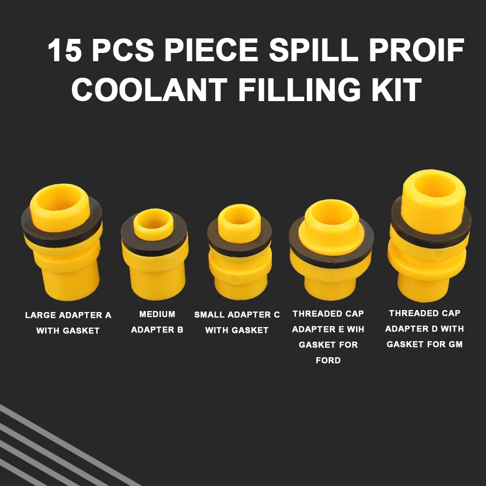 15Pcs/Set Car Radiator Coolant Filling Funnel Spill Proof Filling Bleeder Spout Universal Car Pour Oil Tool Accessories