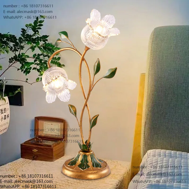 

Американская пасторальная креативная декоративная настольная лампа с цветочным узором, современная минималистичная художественная лампа для спальни, детской комнаты, прикроватная лампа