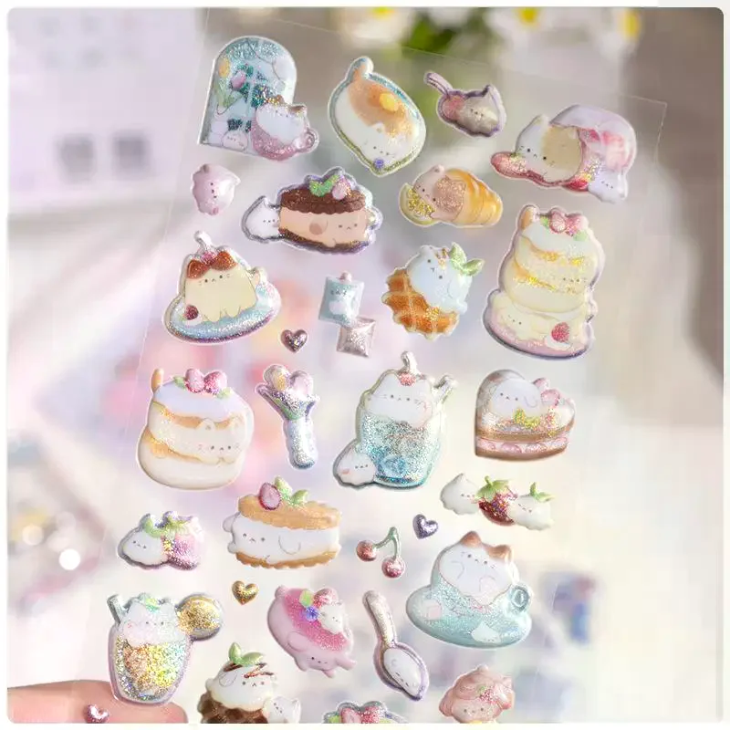 1/2 Sheets Scrapbooking DIY Journaling Cute Stationery Diary Decals Candy Color Animals Flash Decor Stickers Gift