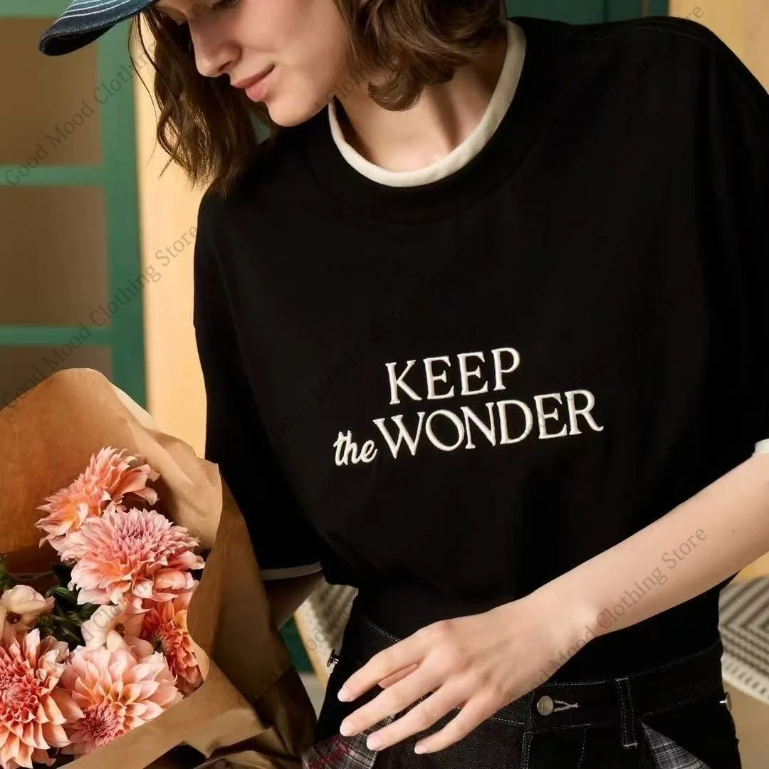Lingorm Same T Shirt Lingling Kwong Orm Kornnaphat Keep The Wonder Letter Print T-shirt Comfortable Cotton Short Sleeve Tee Tops