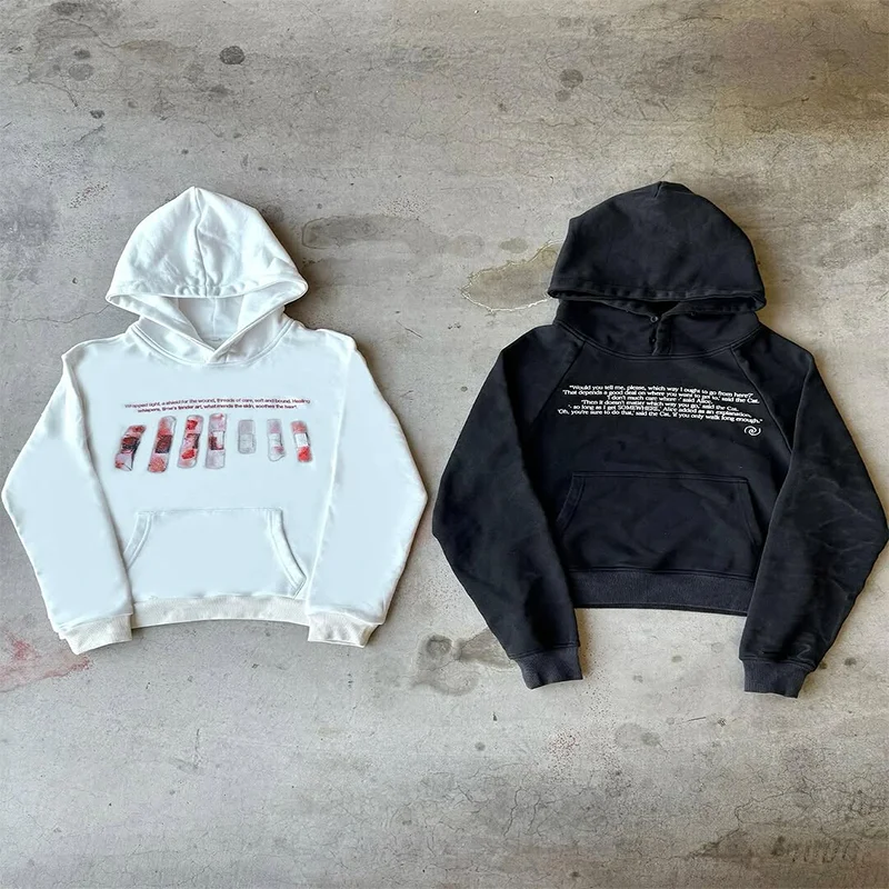 

2025 American Classic Vintage High Street Printed Hooded Sweatshirt Y2K Fashion Trend Men Women Hip Hop Punk Loose Streetwear