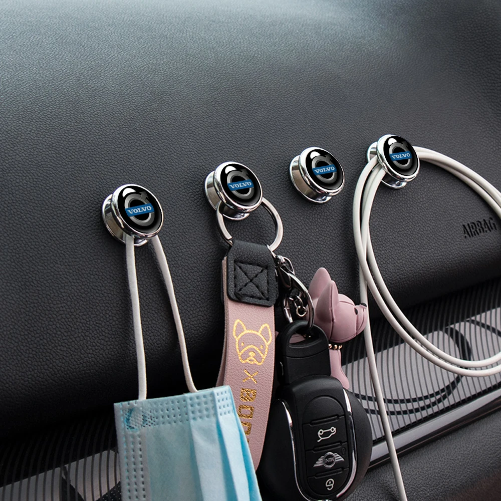 1/2pcs metal Hooks Self Adhesive Car small Hook Multifunctional For volvo xc60 v40 s60 v50 v60 c30 xc40 s80 Car Accessories