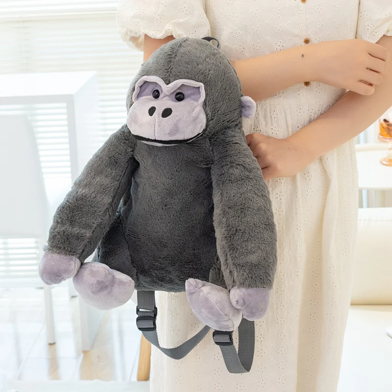Sac à dos créatif en peluche gorille de 32CM, poupée en peluche de singe mignon, sac à dos d'école amusant pour étudiant, cadeaux