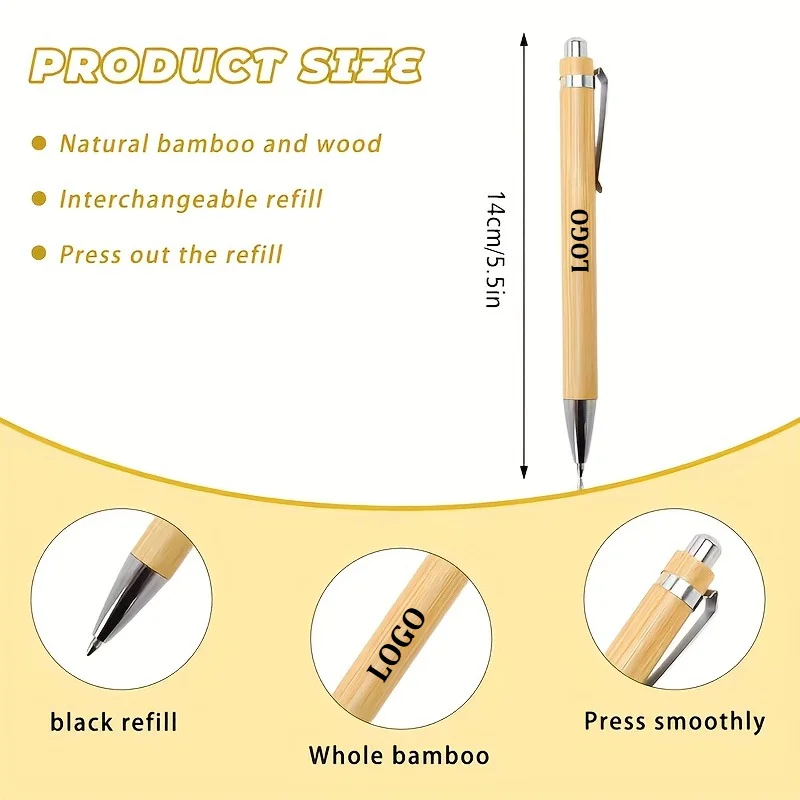24PCS Personalized Custom Bamboo Pens Unique Bridal Party Gifts Sustainable Country Wedding Favors Custom Hotel Meeting Pens