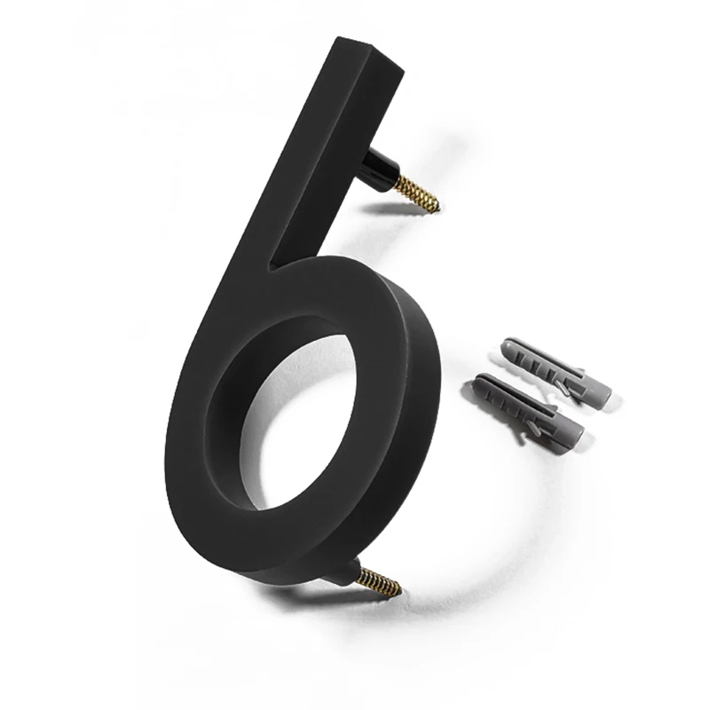 Alfabeto de puerta grande y moderno, letras de número de casa flotante, señal #0-9, números negros, 125mm, 5 en casa al aire libre