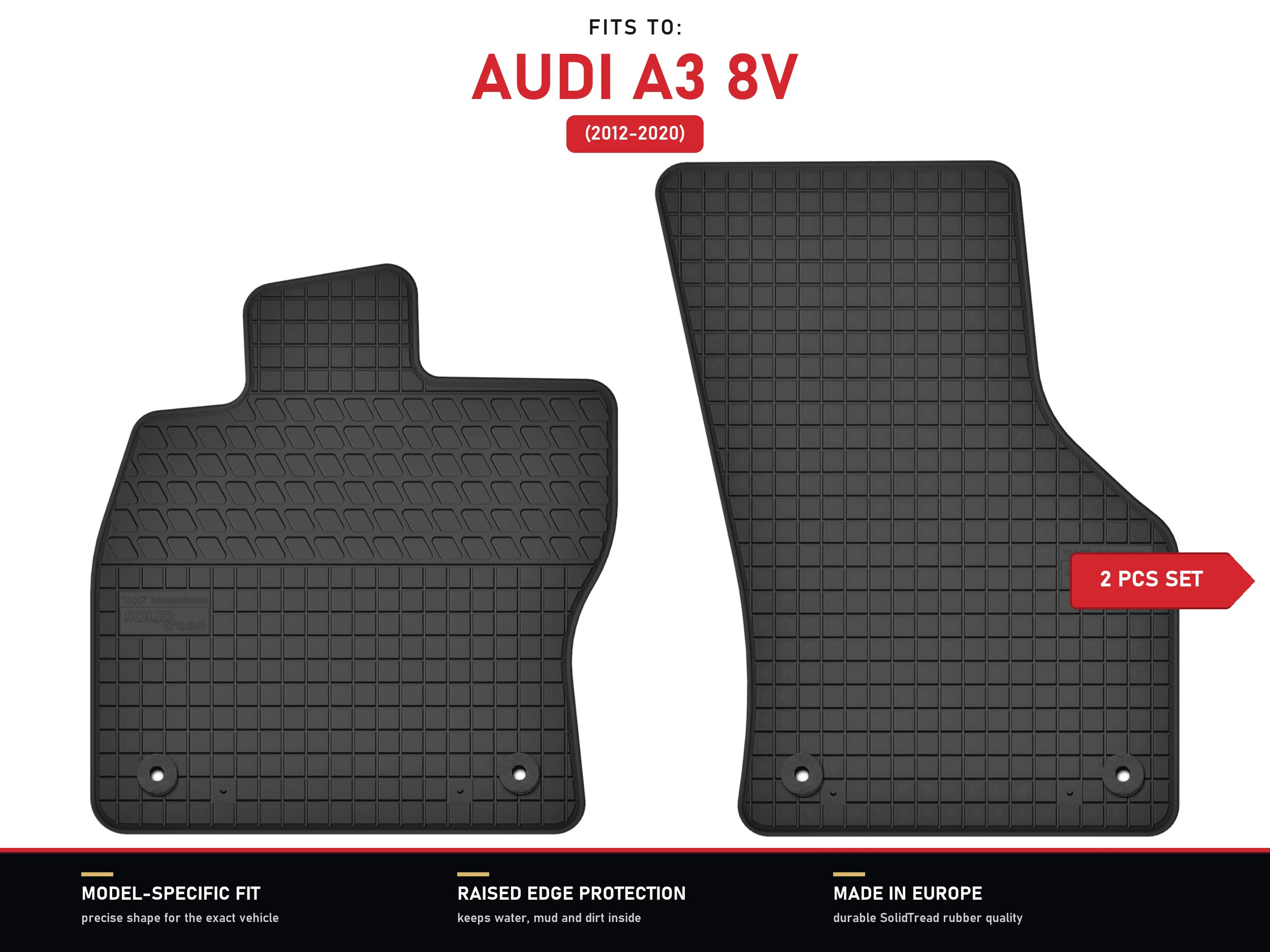 Rubberen matten voorzijde voor: Audi A3 8V 2012-2020