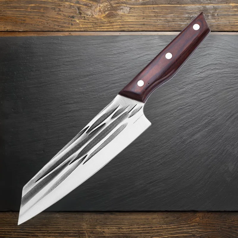 

7.5 Inch Hand Forged Chef's Knife Multi Purpose Cleaver Knife Wooden Handle Stainless Steel Chef Butcher Knife Cooking Tools