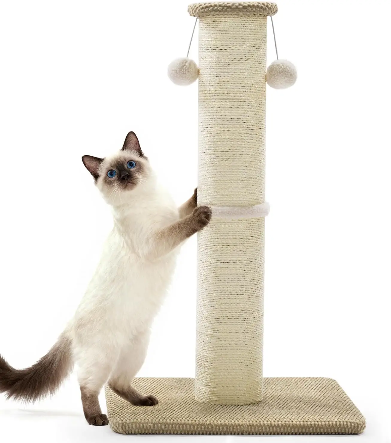 

Когтеточка для кошек Made4Pets Tall, 33 дюйма, из натурального сизаля, с подвесными шариками, усиленная и более толстая