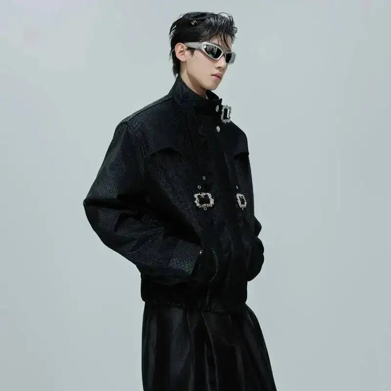 LUZHEN Men's Metal Buckle Decorate Patchwork Design Leather Jacket Fashion High Quality Street Fashion Handsome Male Coat JY7603