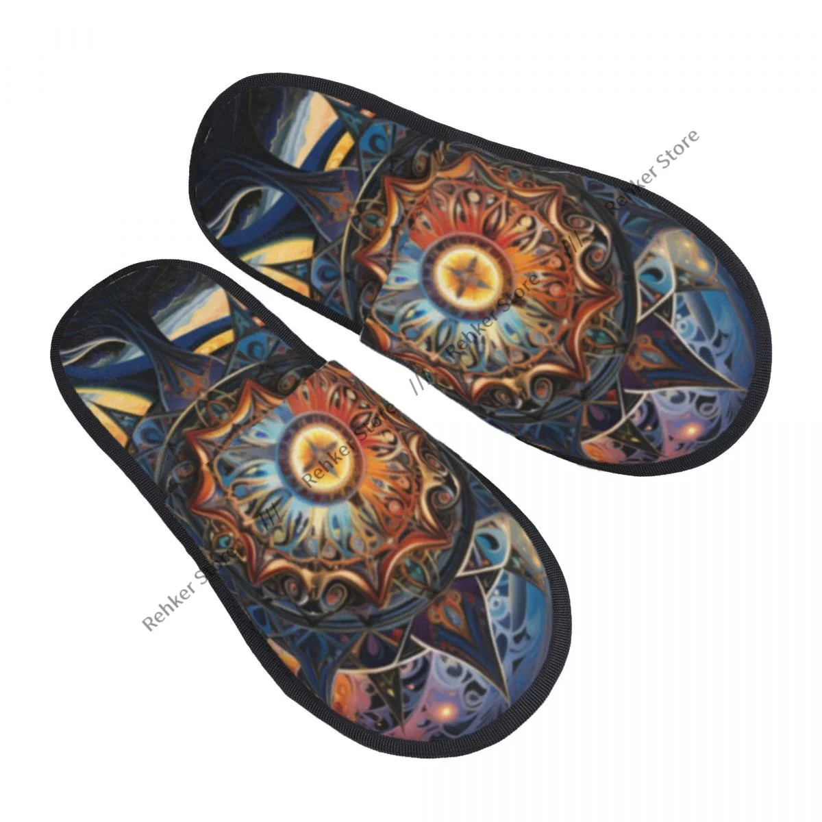 Soft Slippers Mandala In The Starry Sky Non-Slip Floor Indoor Home Furry Slippers Shoes For Bedroom