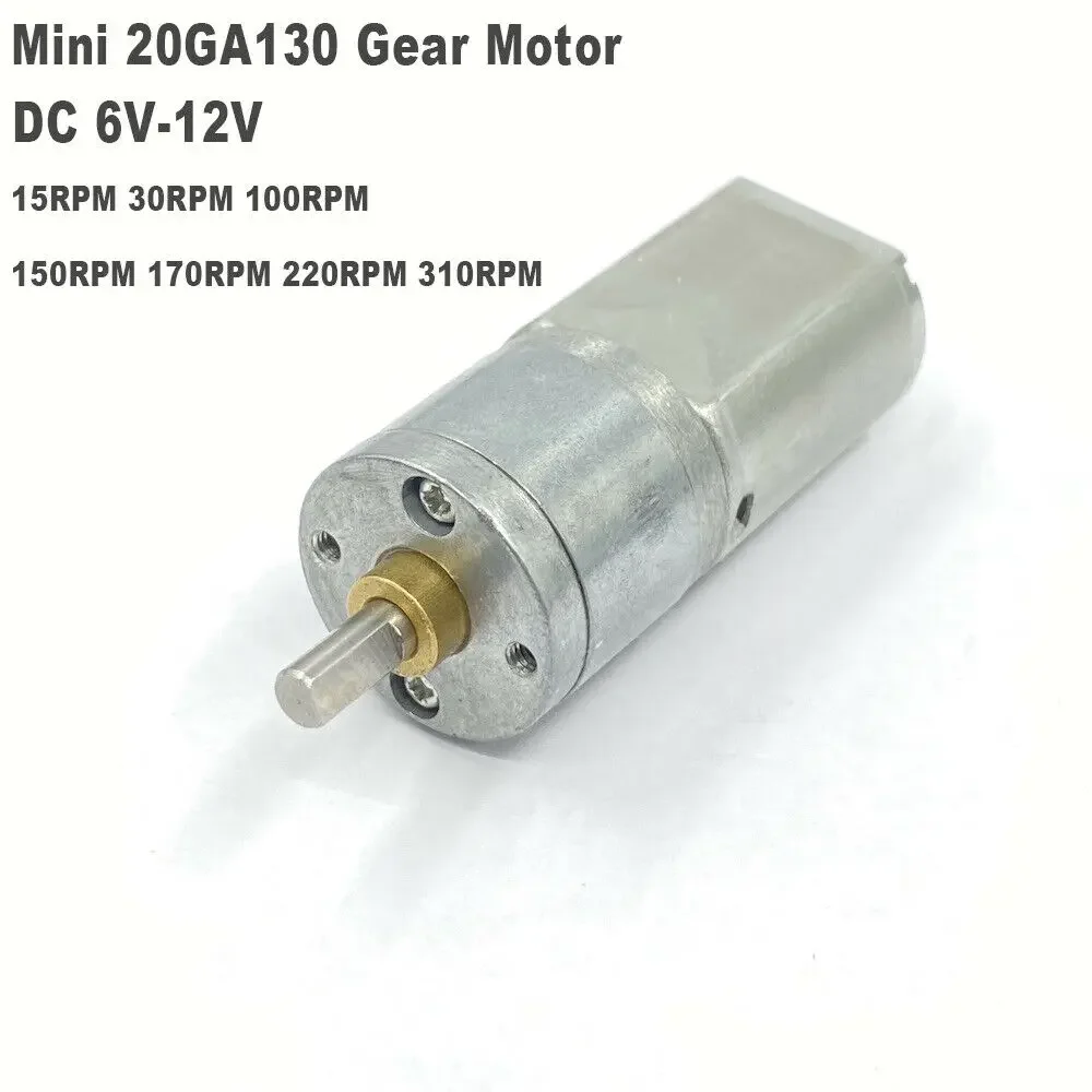 Micro 130 Full Metal Gearbox Gear Motor DC 5V 6V 12V 15RPM-310RPM 5mm Short Shaft Slow Speed D-shaft DIY Robot Car