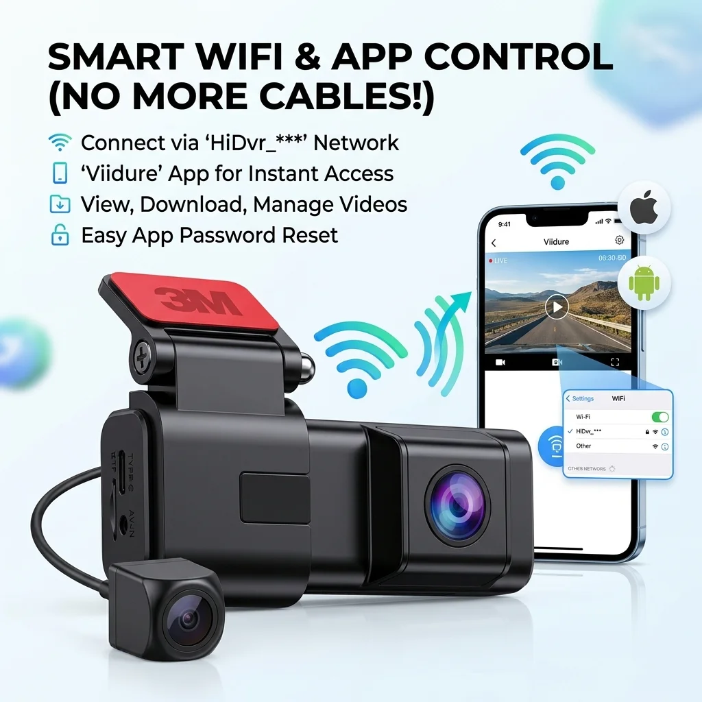 2K Dual Dash Cam Front and Rear Built-in 5.8G WiFi Super Capacitor Car DVR 1440P Hidden Video Recorder Support 24H Parking