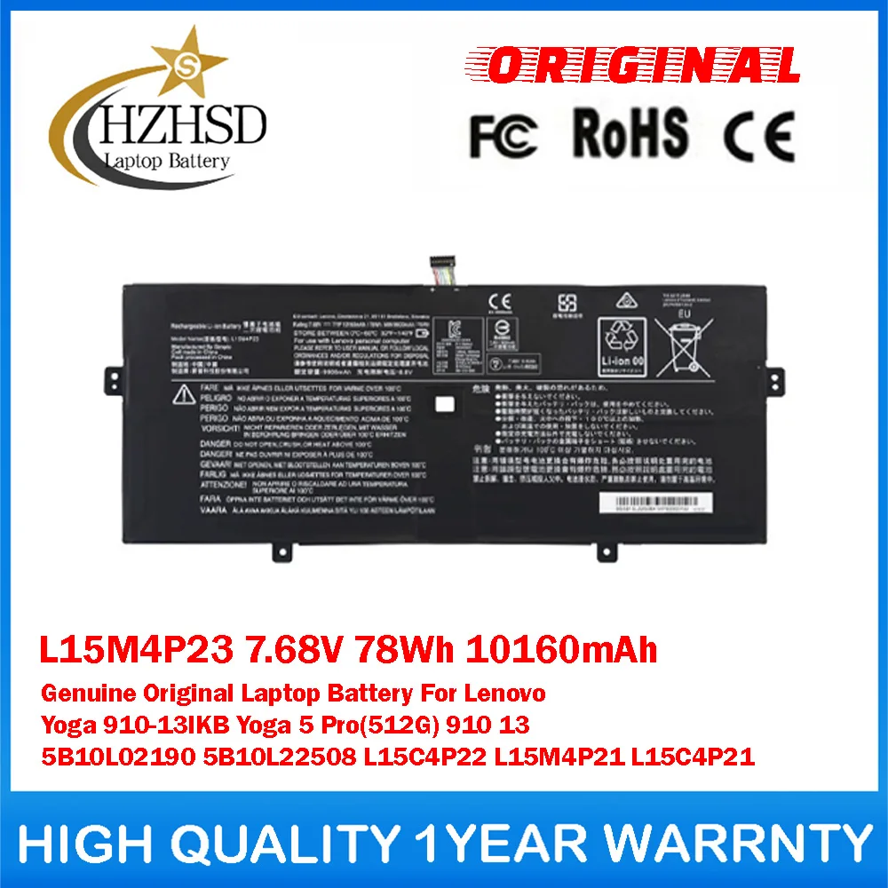 

L15M4P23 7.68V 78Wh 10160mAh L15C4P22 L15M4P21 L15C4P21 Genuine Original Laptop Battery For Lenovo Yoga 910-13IKB Yoga5Pro(512G)
