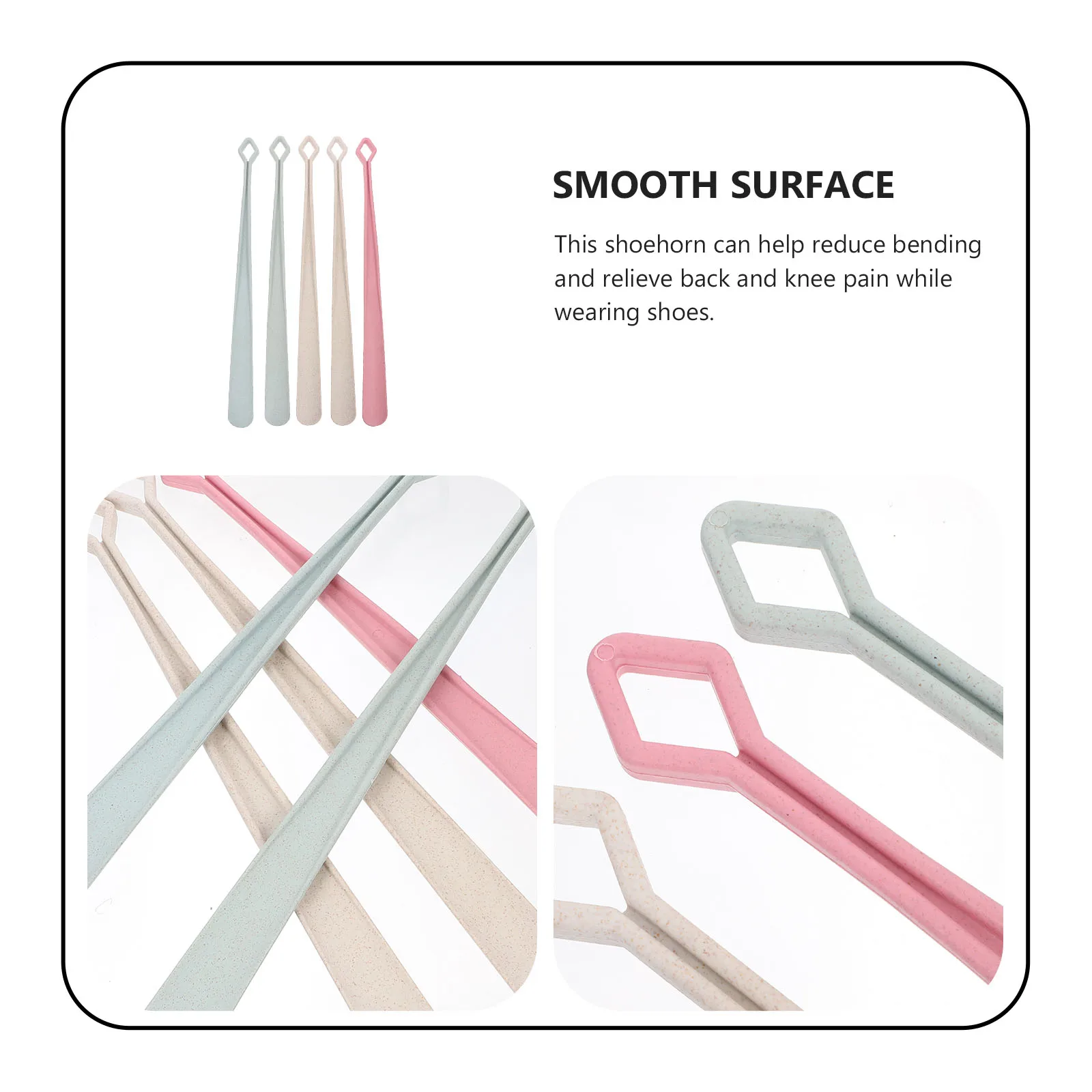 

5pcs Long Shoe Horn Durable Wheat Fiber Ergonomic Design Flexible Shoehorn Home Use Labor-Saving Tool Relief Back Knee Pain