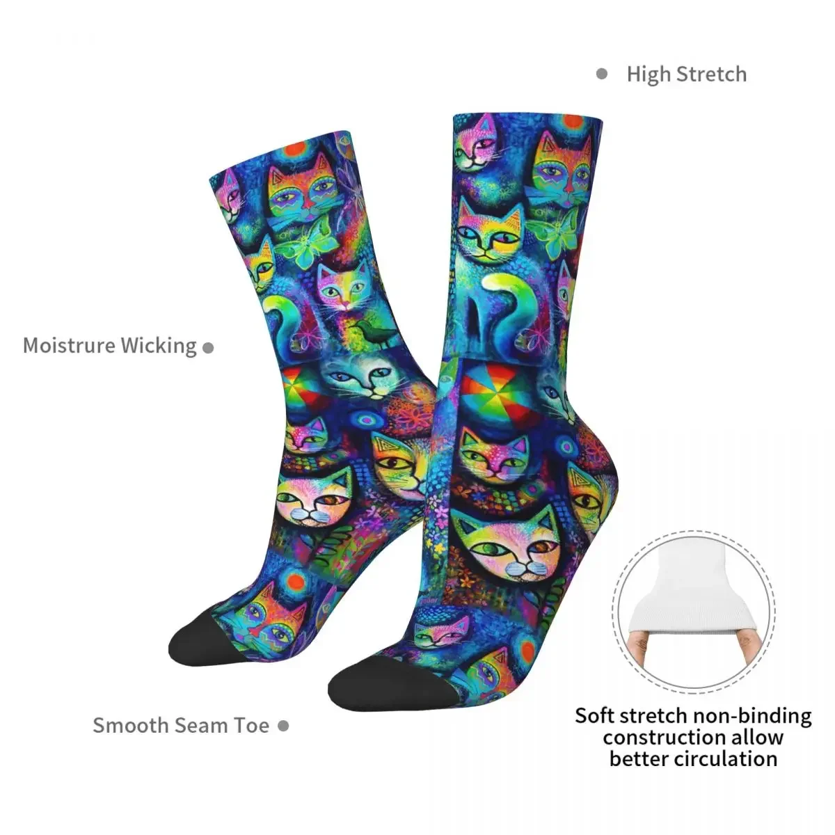 Magicats Socks Harajuku Sweat Absorbing Stockings All Season Long Socks Accessories for Man's Woman's Gifts