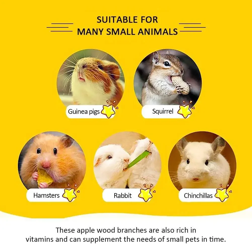 Apple Sticks Hamster Rabbit Teeth Grinding Apple Tree Stick Minerals Molar Stone Toy for Chinchilla Hamster Pet Toys Accessories