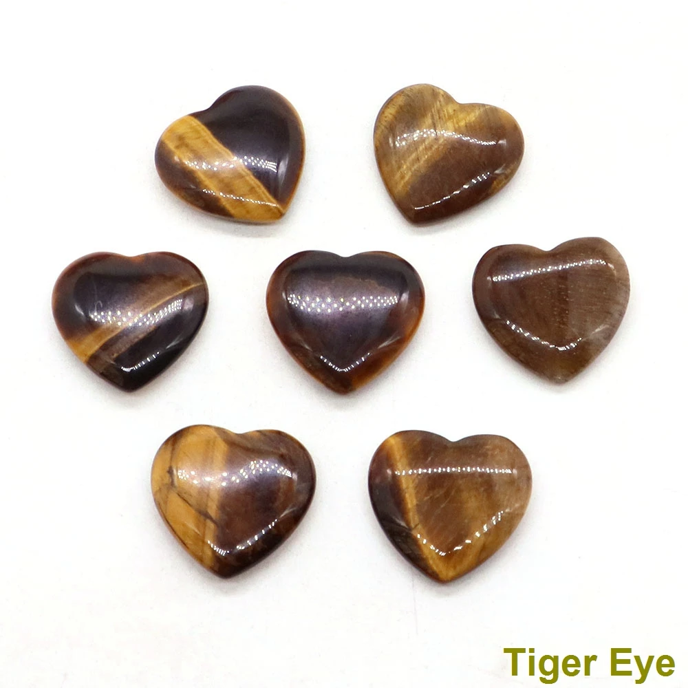 20MM Heart Shape LOVE Crystal Natural Stone Amethysts Agate Quartz Tiger Eye Mineral Healing Gemstone Specimen Home Decoration