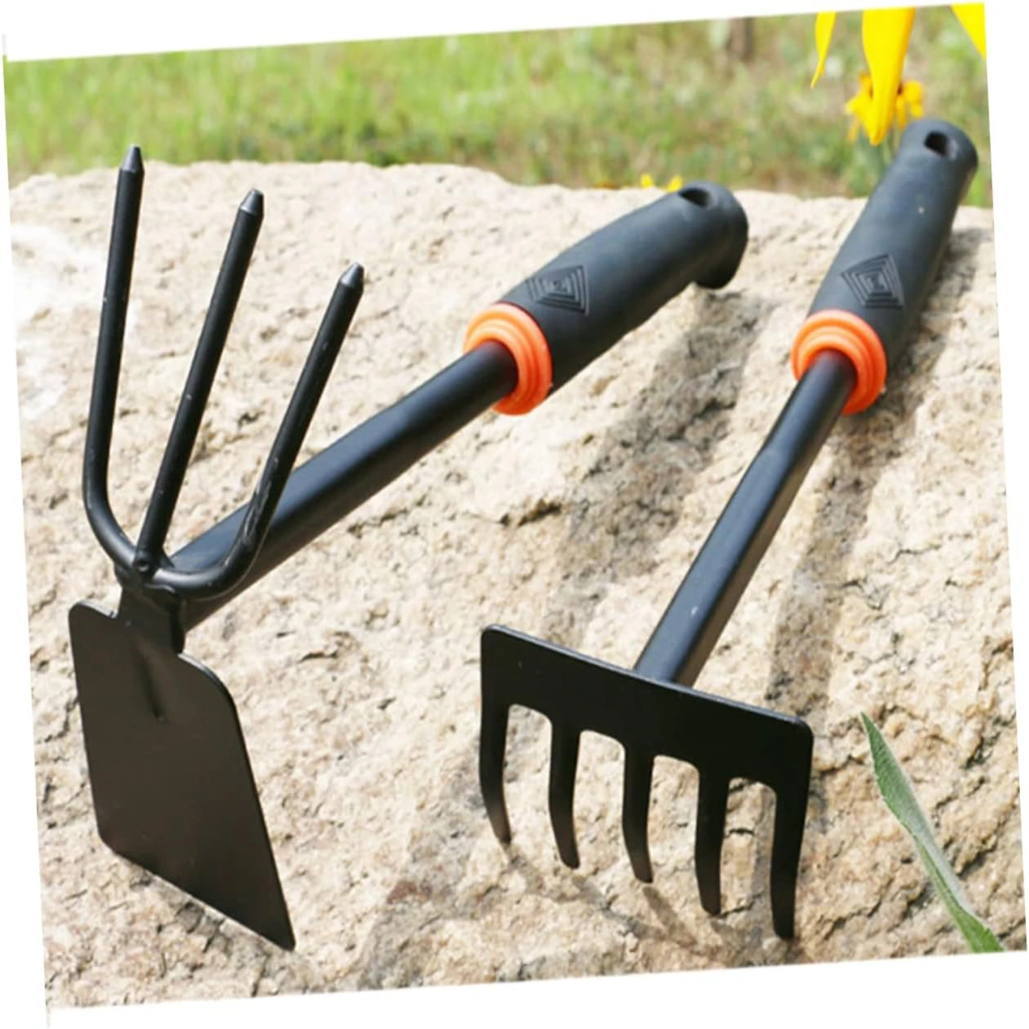 3pcs Hand Rake Garden Tool Set - Tiller, Aerator, Cultivator - Lawn Gardening Hand Tools Mini Leaf Rake, Short Hand Tool