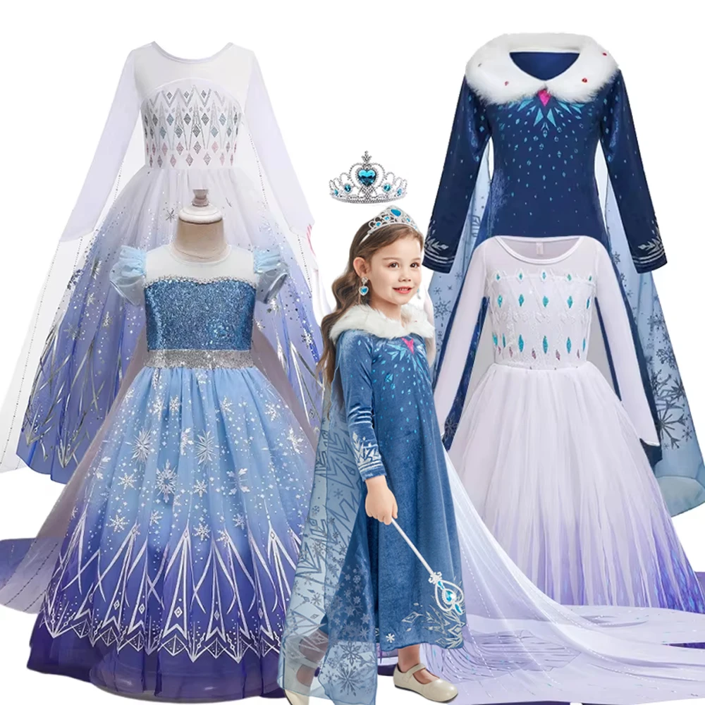 Fantasia de Princesa Anna Elsa para Meninas, Vestido de Rainha da Neve para o Inverno, Fantasia para Carnaval, Festa de Halloween, Roupas para Festa de Aniversário Infantil