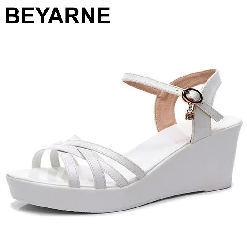 Wedge Heel 34-43 Size White Green Sandals Women Summer High Heel Platform Shoes Thick Bottom Women\'s Sandals Shoes