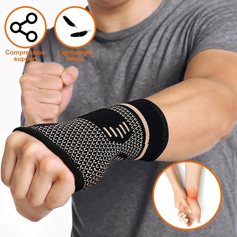 1PCS Compression Wrist Brace with Pressure Belt Sport Protection Wristband Knitting Pressurized Wrist Palm Brace Bandage Support