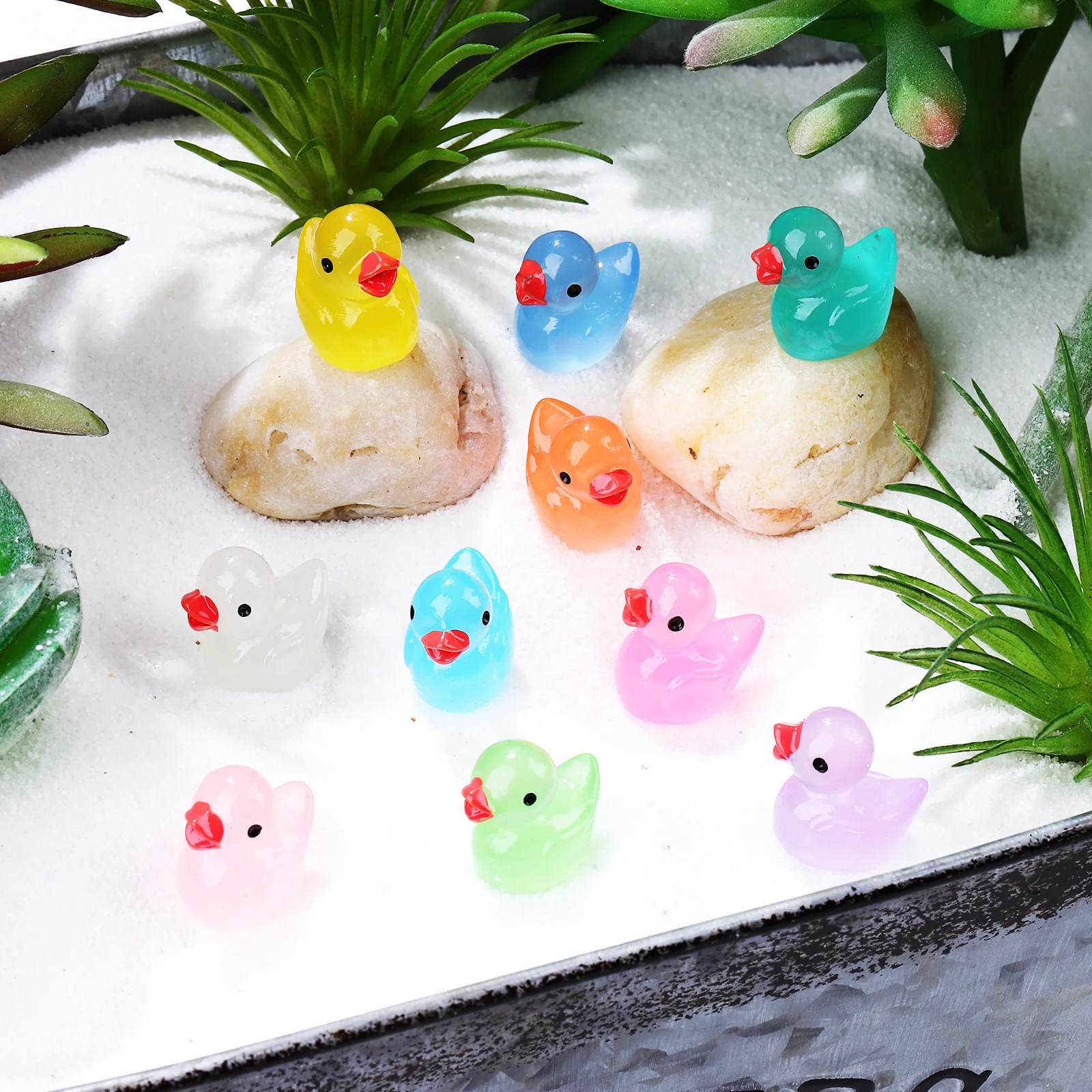 

150 Pcs Night Glow Resin Ducks 15 Colors 1 8x1 6x1 2cm Home Accessories Cartoon Figurines Tiny Animals Mini Ornament