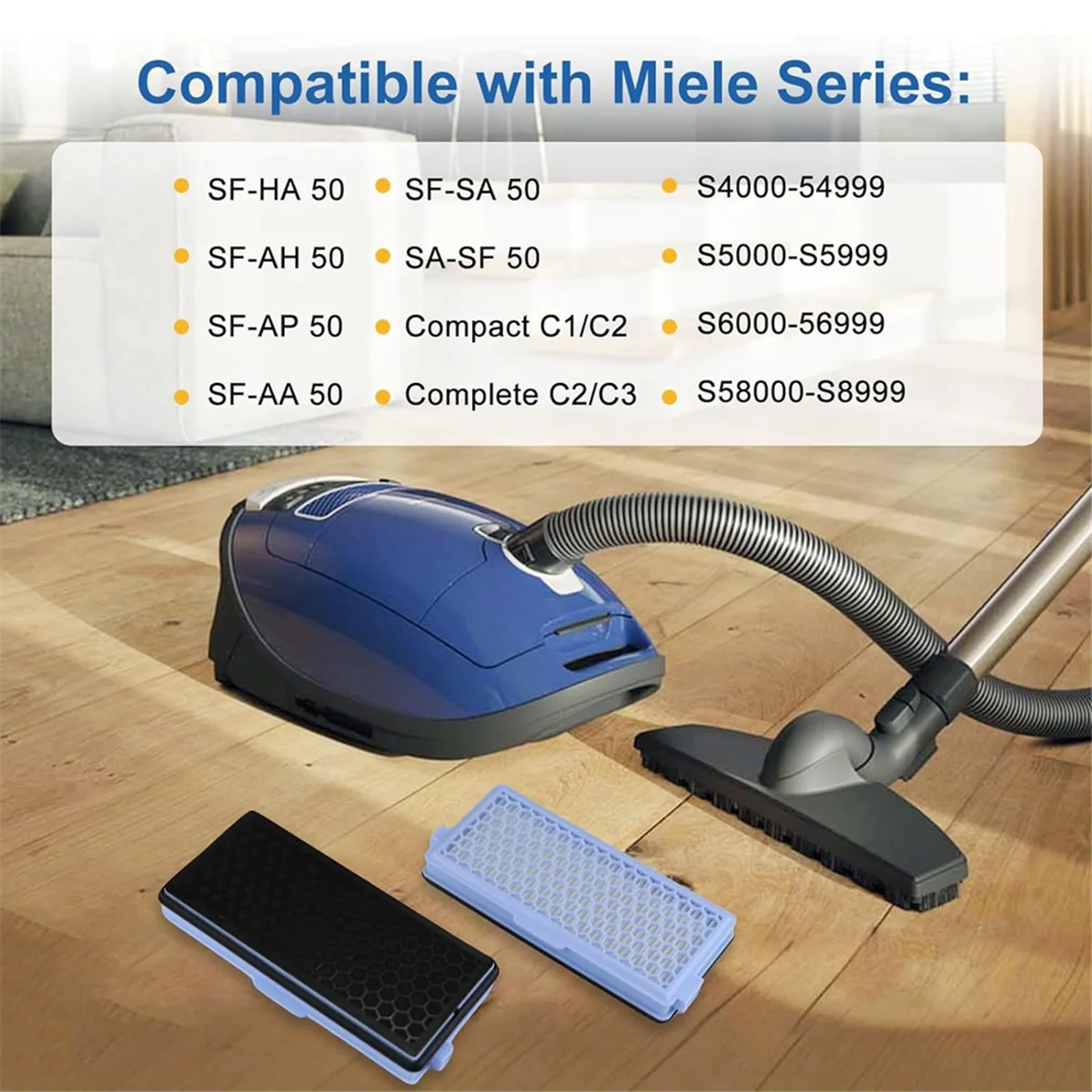 Классические Hepa-фильтры для Miele Compact C1 и C2, Complete C2 & C3, S8340, с 5 моторными фильтрами, 5 фильтрами для очистки воздуха