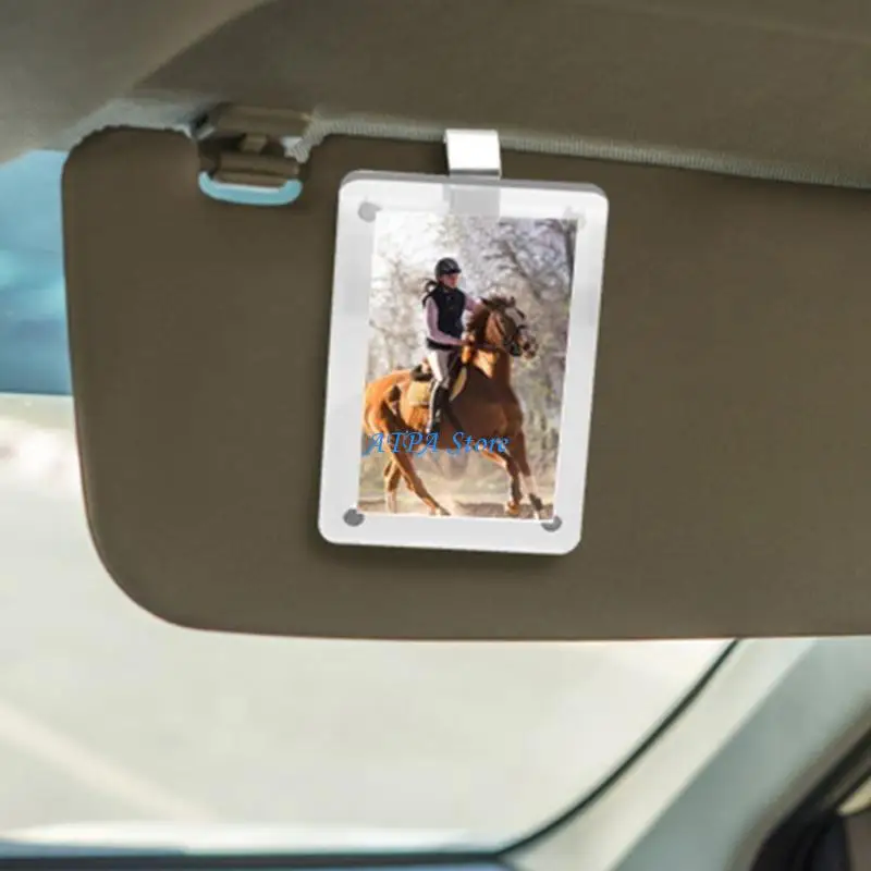 u13c حامل صور السيارة المغناطيسي مقطع Sunvisor لصور العائلة الديكور الداخلي