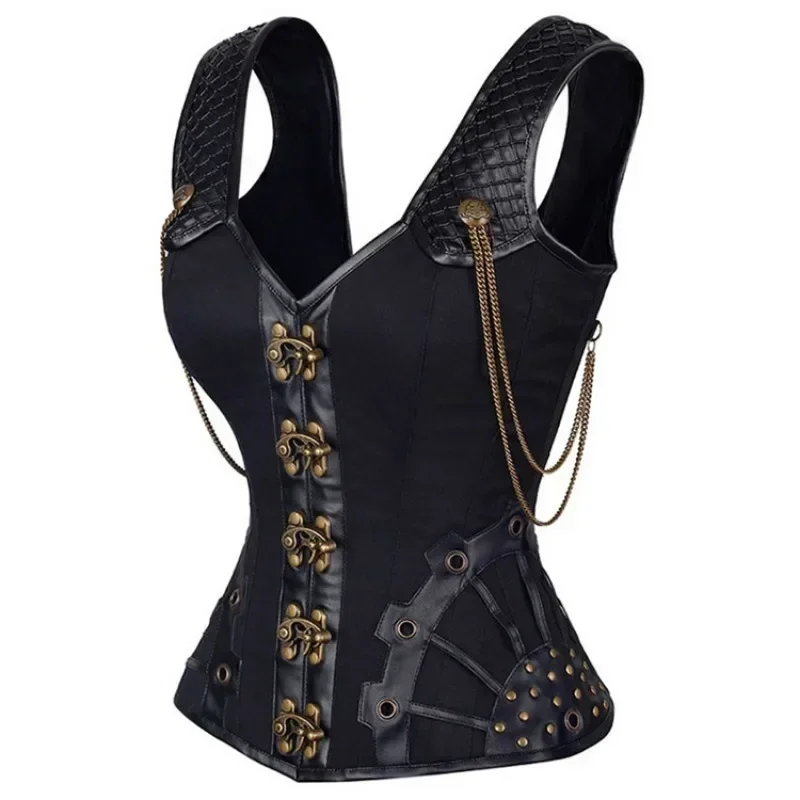 Steampunk Corsets And Bustiers Shoulder Straps Corset Gothic Punk Corselet Vintage Overbust Burlesque Basque Sexy Costume