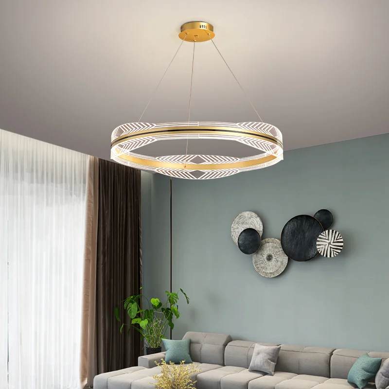 Lampu Nordik Lampu Gantung Cincin Emas Mewah Lampu Led Ruang Tamu Modern Kamar Tidur Lampu Dekorasi Interior Lampu Langit-langit