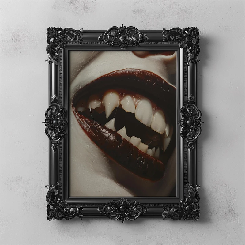 Vintage Vampire Teeth Bloody Gothic Dark Spooky Posters Canvas Printing Halloween Wall Art Picture for Living Room Home Decor