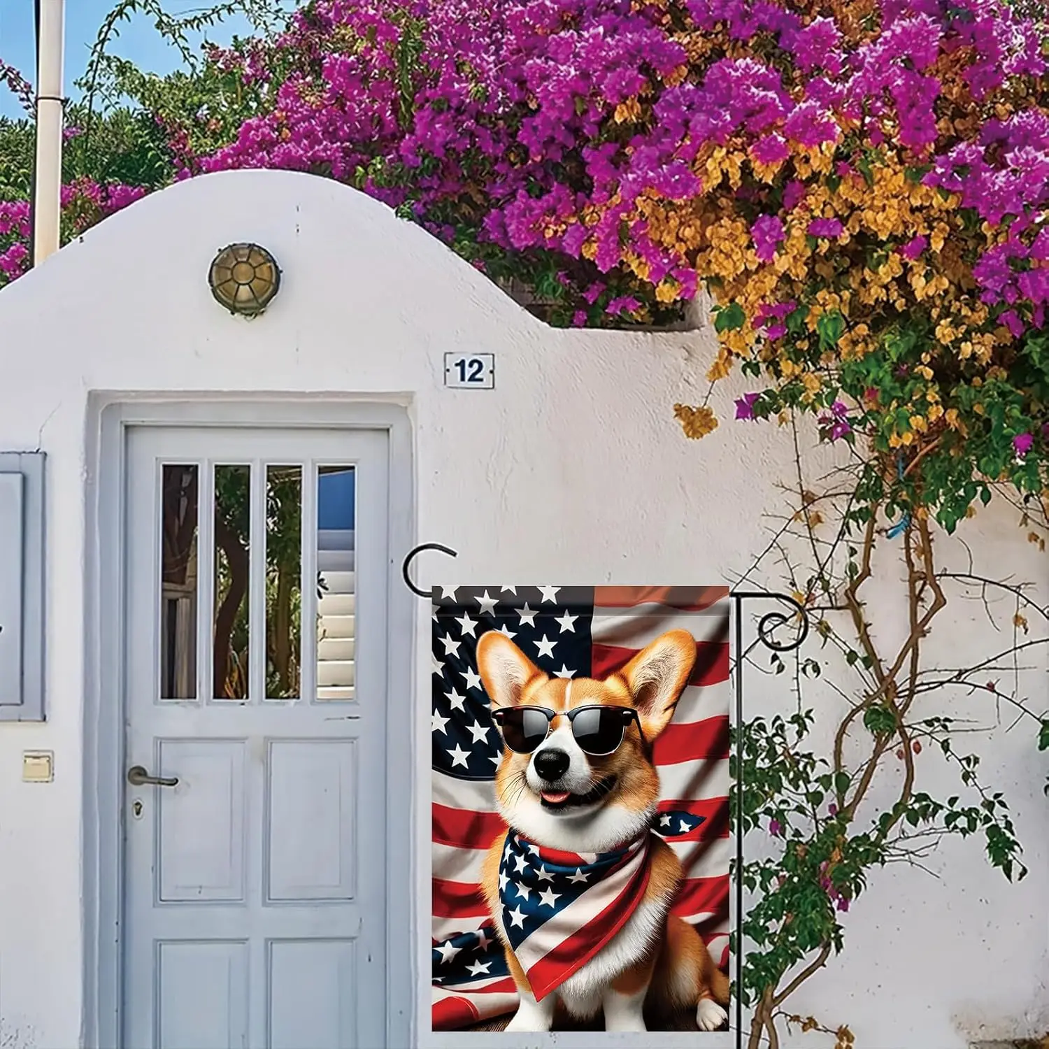 Patriotic 4th of July Garden Flag Corgi American Flag Sunglasses 12x18 Inch Double Sided Outdoor Summer Yard Flag for Indepe llp