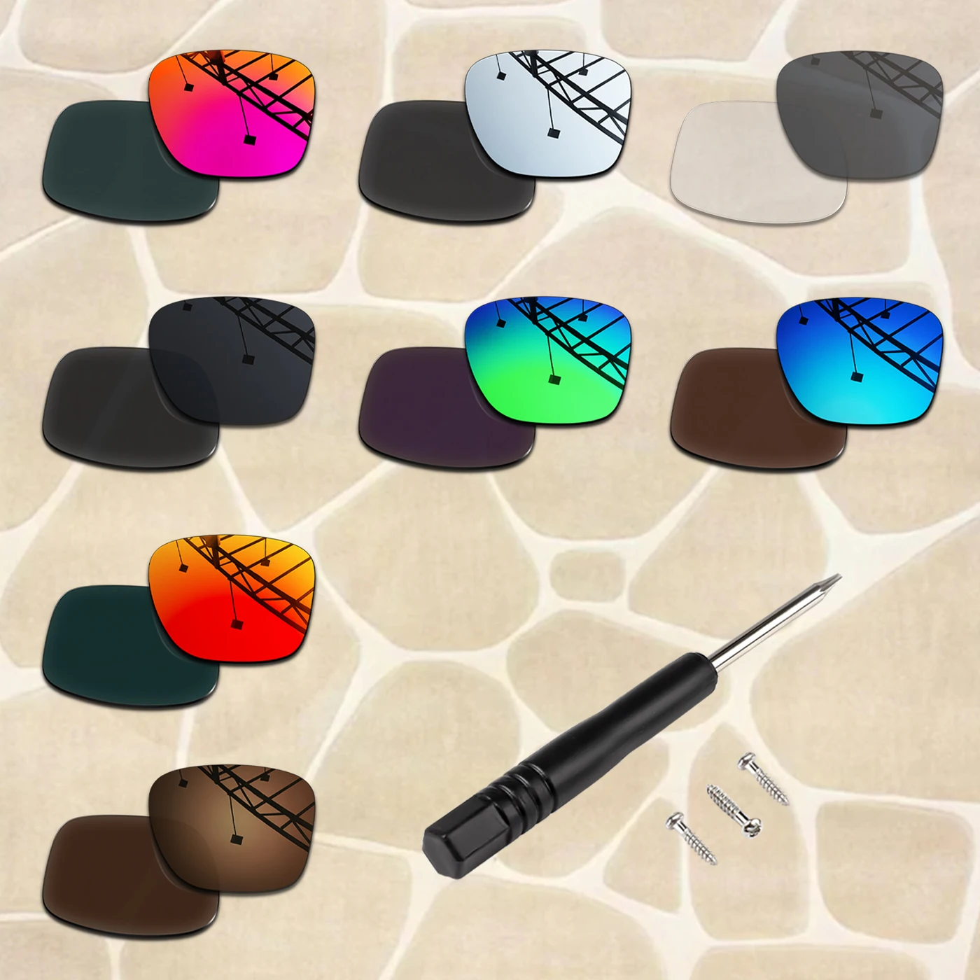Polarized Lenses With T4 Screwdriver & Screws Compatible With Oakley Two Face XL OO9350 Sunglasses