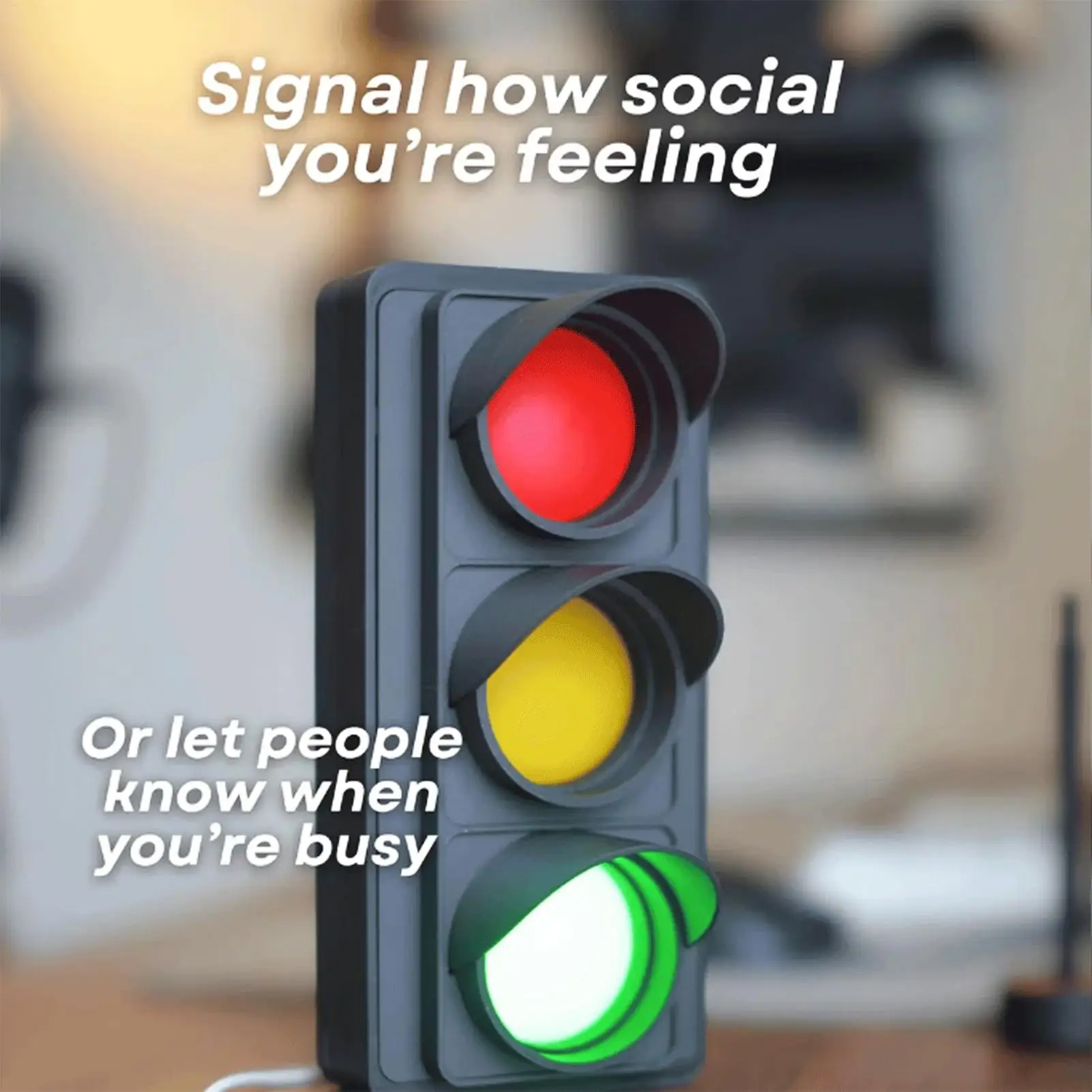USB Powered Social Signal Traffic Light, LED Desk Light with Red/Yellow/Green Indicators, Status Indicator Lamp Do Not Disturb