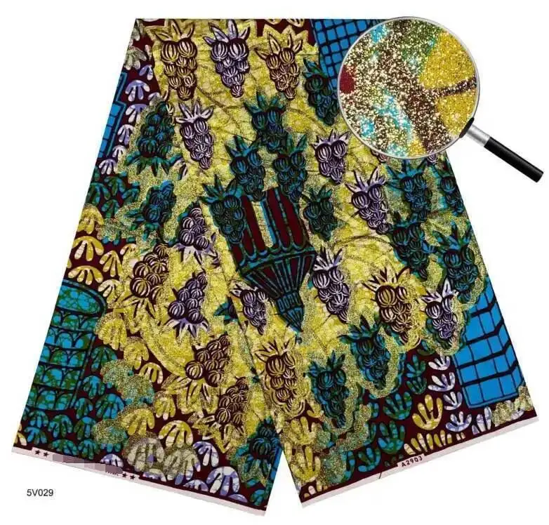 

Fabric 100% Cotton Grand Super Wax African Golden Wax Fabric High Quality Wax Ankara Print Fabric For Sewing 6 yards New Arrivad