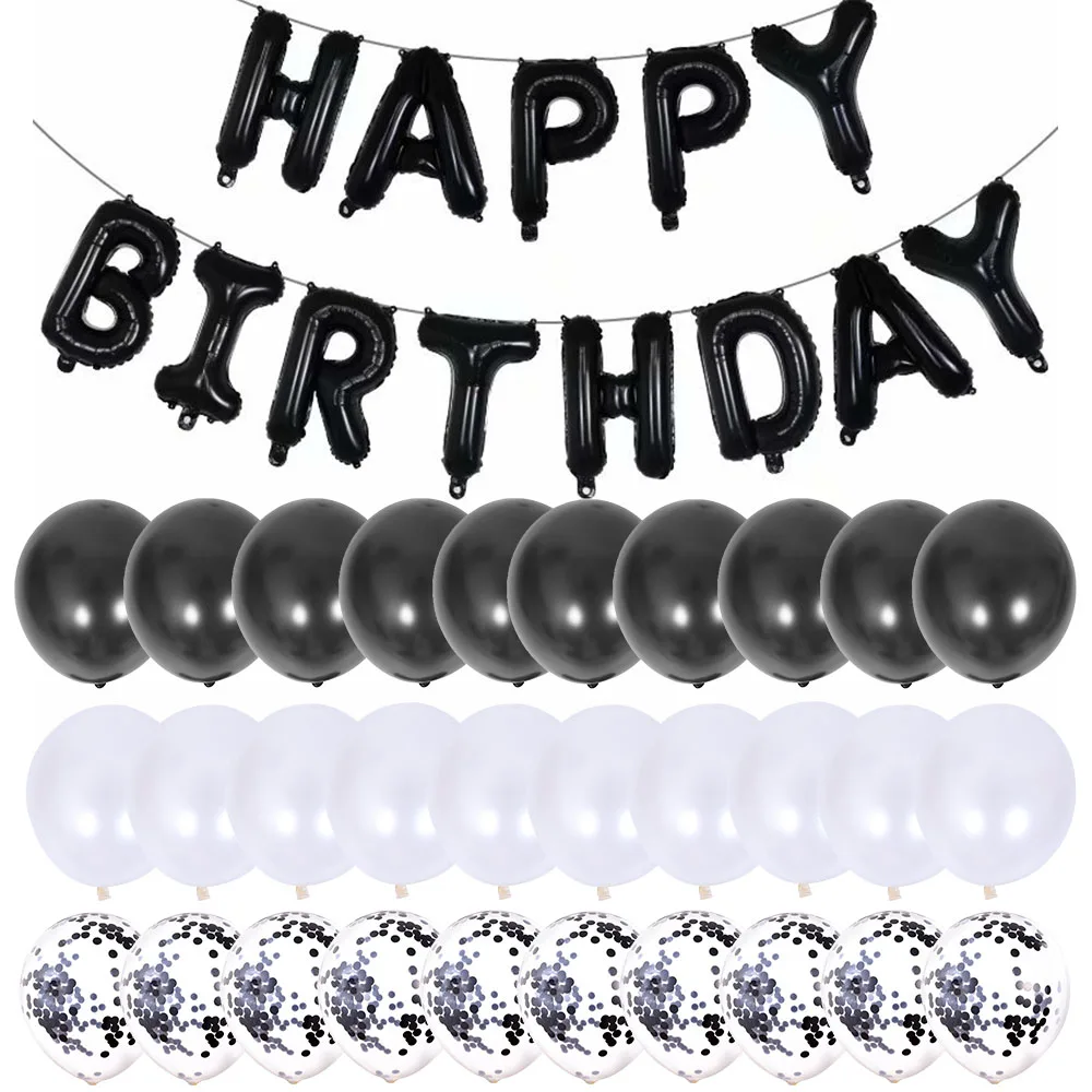 

43Pcs/Set Happy Birthday Balloons 16inch Foil Letter Balloon 12inch Confetti Latex Balloon For Birthday Party Decoration