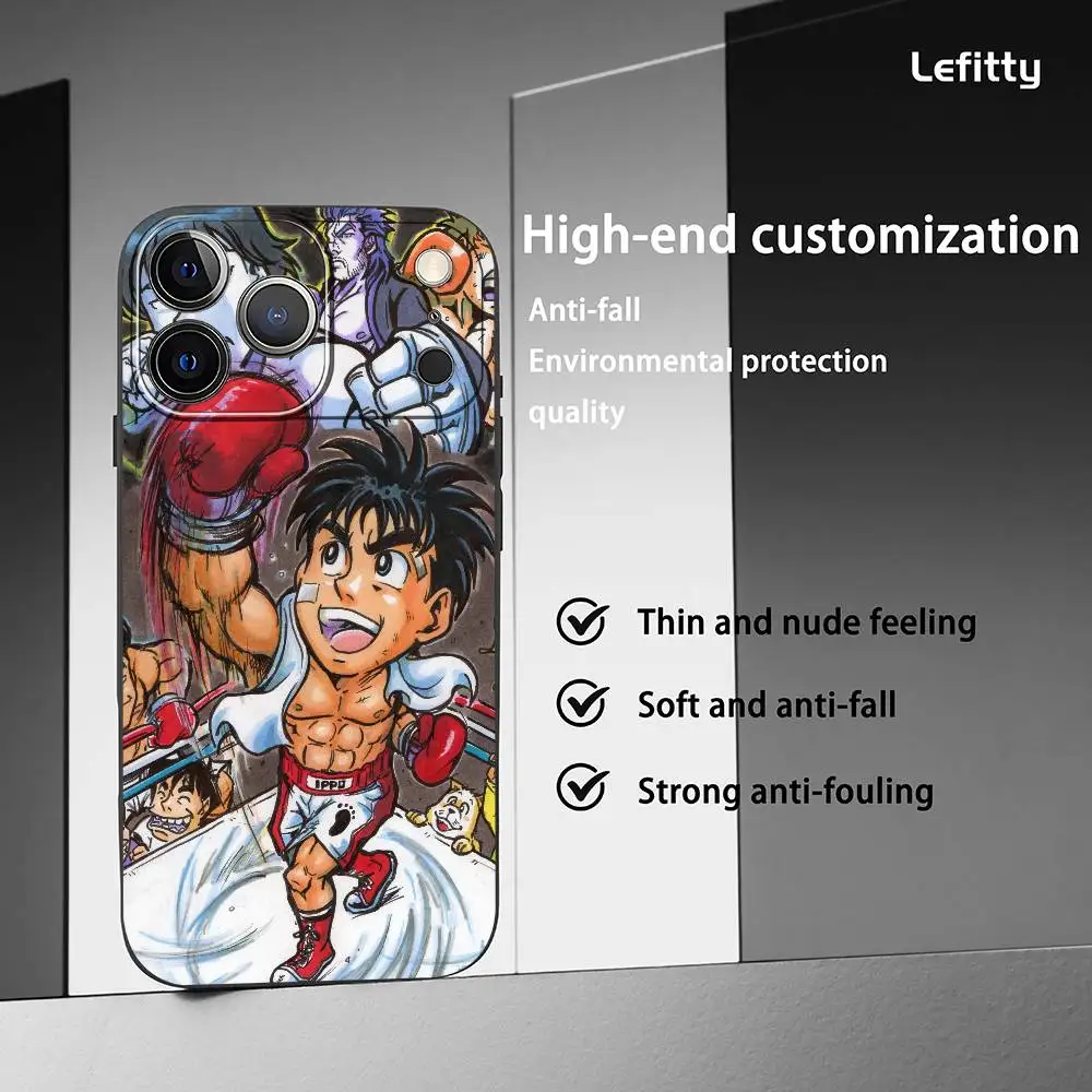 Чехол для телефона «Аниме H-Hajime No Ippo» для iPhone 17, 16, 15, 14, 13, 12, 11 Pro Max Plus, мини-черный матовый мягкий чехол Funda