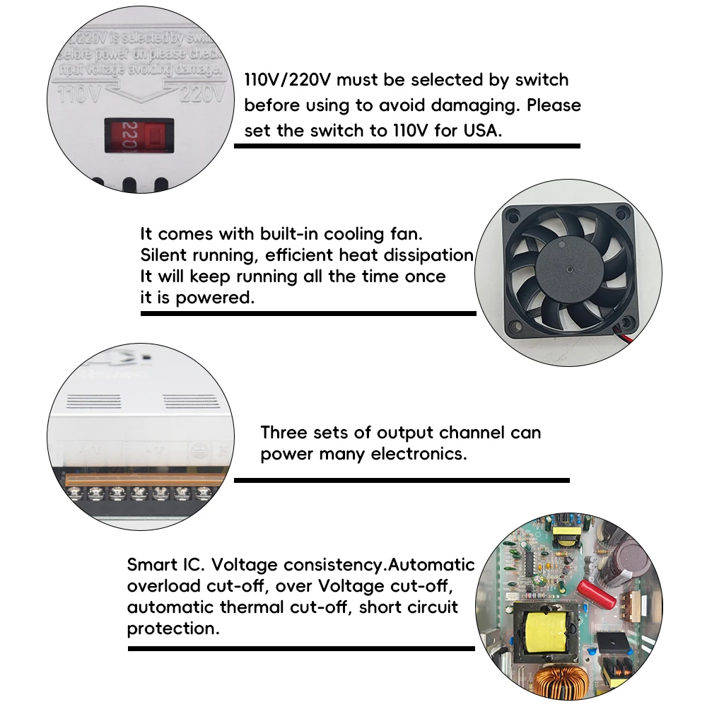 Le 전용 스위칭 전원 공급 장치, 조명 변압기, AC 110V, 220V, DC 5V, 12V, 24V, 36V, 48V, 400W, 500W, 600W