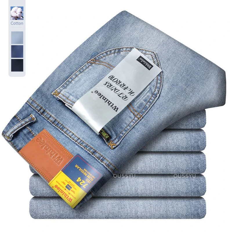 

Wthinlee классические винтажные мужские джинсы деловые повседневные прямые эластичные модные синие, черные рабочие джинсовые брюки мужские дропшиппинг