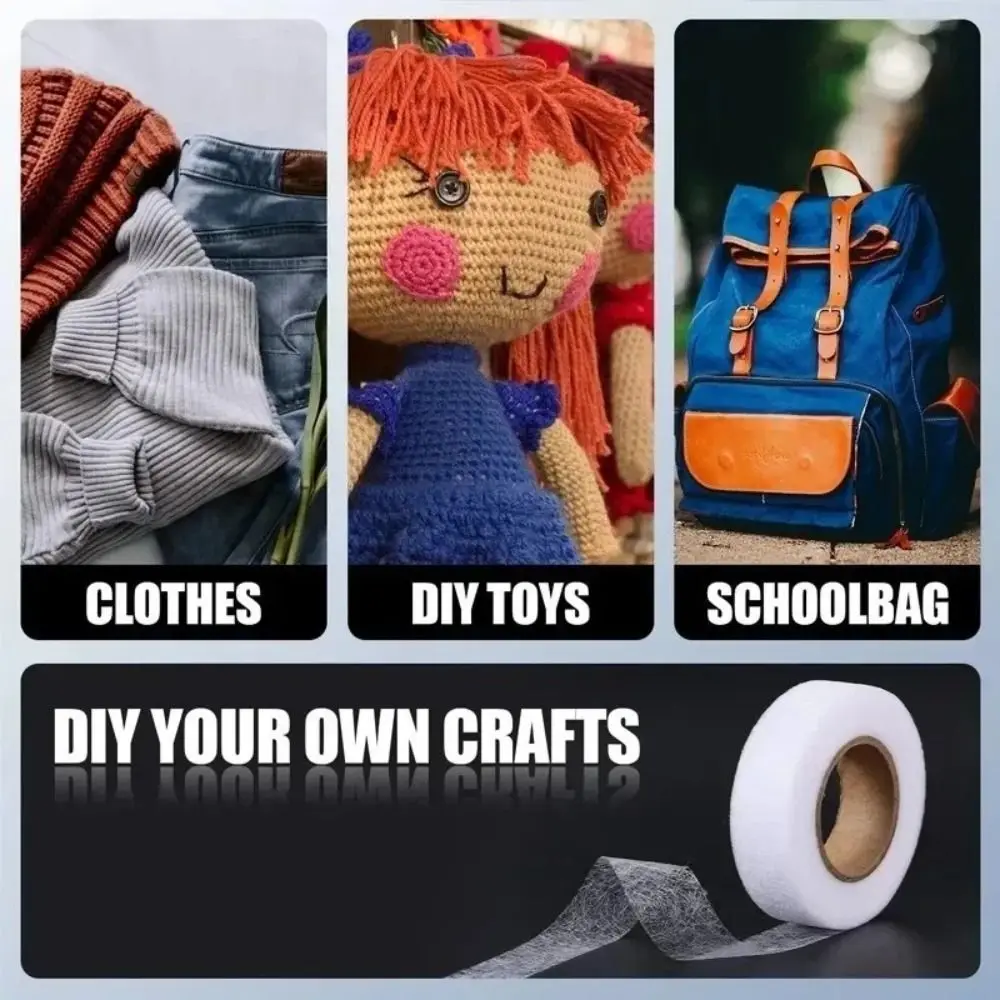 60 متر شريط لاصق متشابك غير منسوج على الوجهين الخياطة البطانة DIY بها بنفسك الملابس الكي هيم أشرطة لتقصير إصلاح السراويل