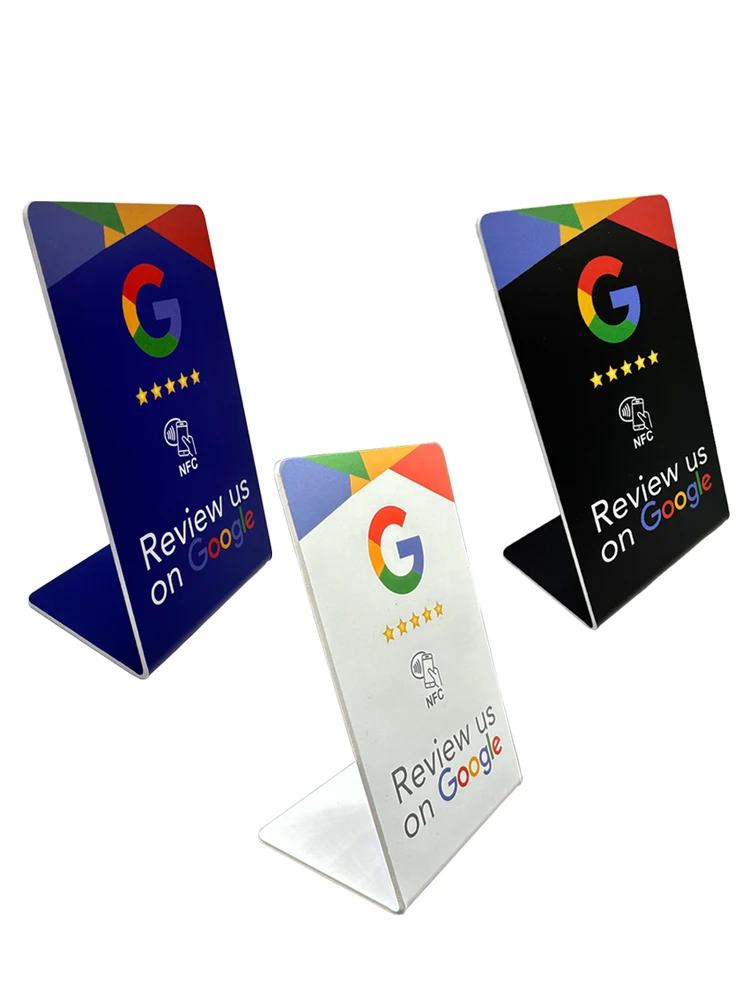 Programmable 13.56Mhz Google Review Card NFC Station Table Stand - Display Bending Card Holder for Brand Promotion