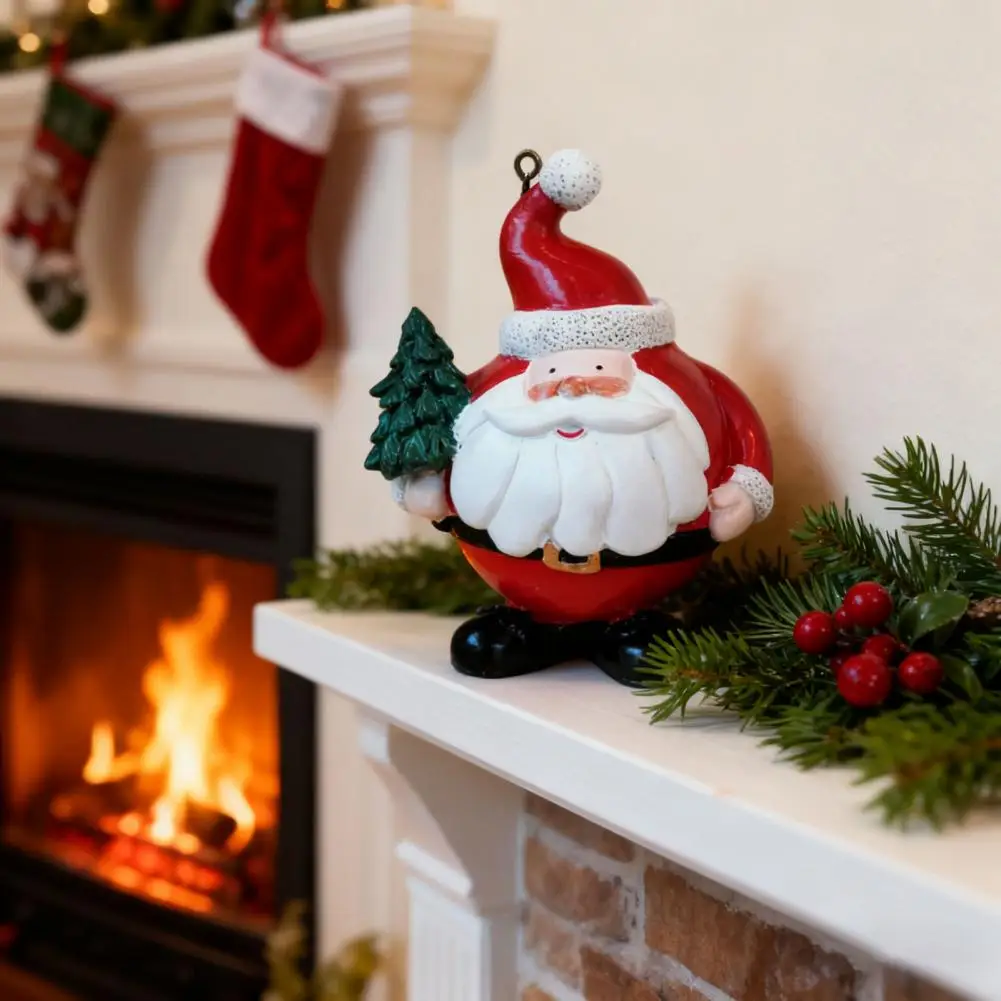 Resin Christmas Ornament Non- Holiday Decor Plump Santa Claus Figurine Resin Christmas Tree Ornament Cute Santa Statue