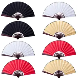 10.6 Inch/13 Inch Silk Cloth Blank Chinese Folding Fan Wooden Bamboo Antiquity Folding Fan For Calligraphy Painting Home Decor