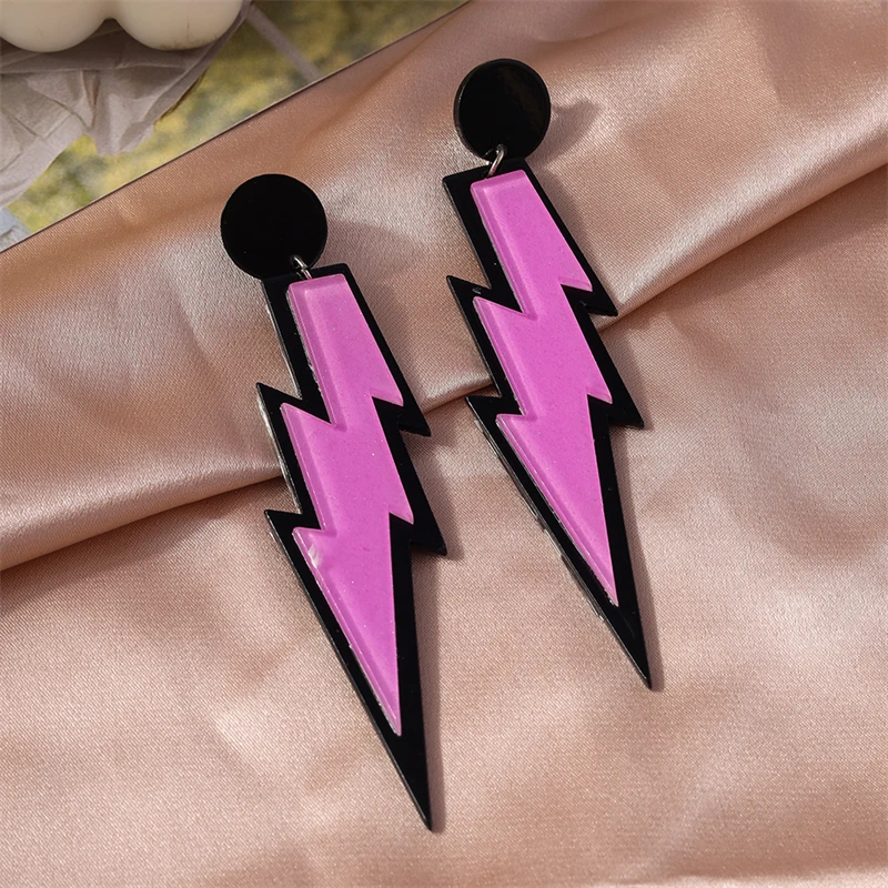 Koreanischen Stil Bonbonfarben Acryl Blitz Ohrstecker für Frauen Mädchen Party Festival Schmuck Geschenke – Detail 9