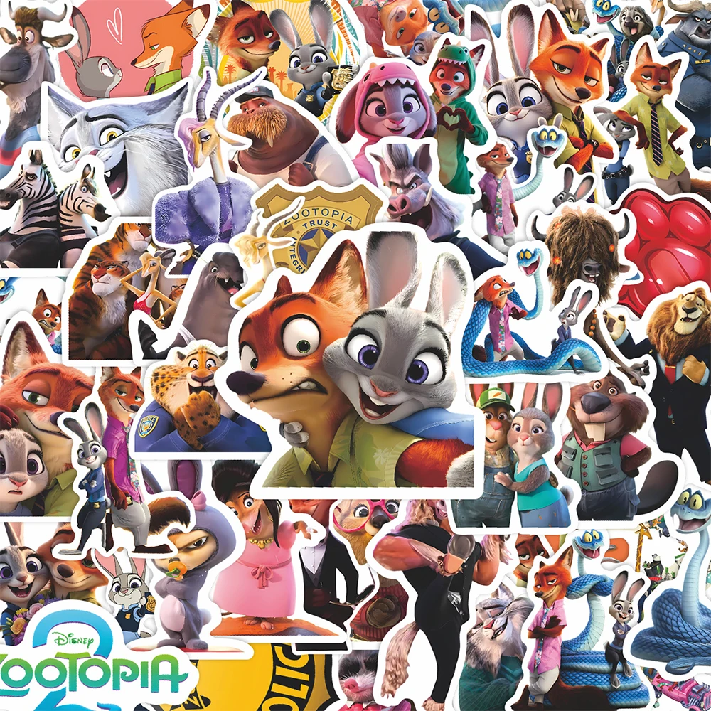 

10/30/56pcs Hot Disney Movie Zootopia 2 Stickers Funny Cartoon Sticker DIY Water Bottle Suitcase Phone Bike Cute Decals Toy Gift